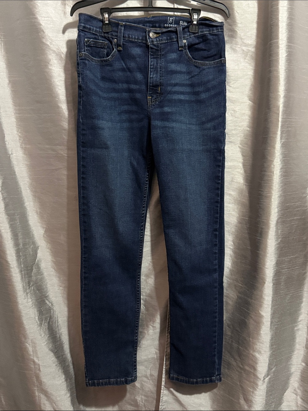 George Slim Dark Blue Jeans with Gold Stitching